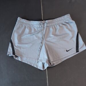 Nike Women's Light Gray and Black Athletic Shorts